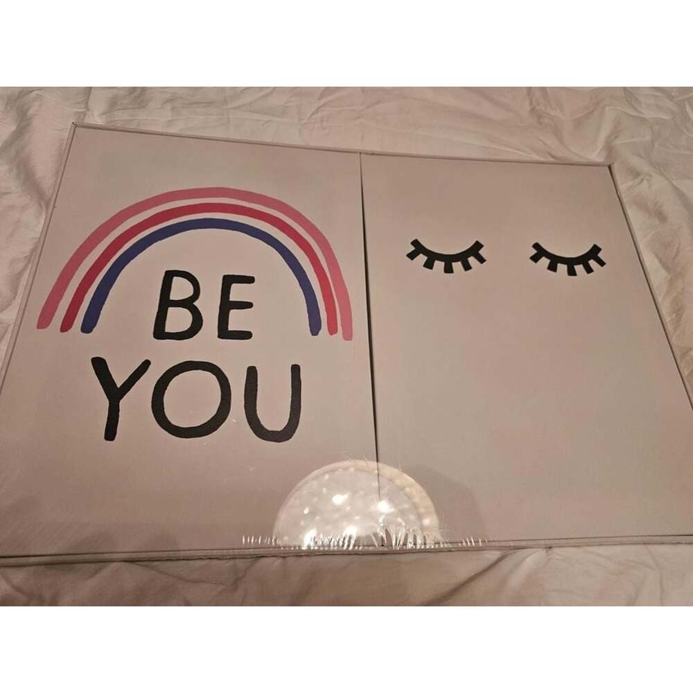 IKEA PJÄTTERYD Be You Rainbow and Eyelashes Canvas Pictures Set